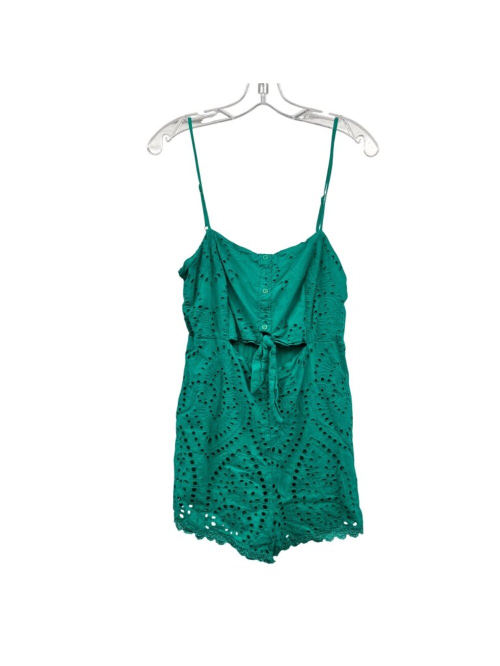 Lulus Eyelet Romper Sleeveless Cut Out Green Womens Size Large